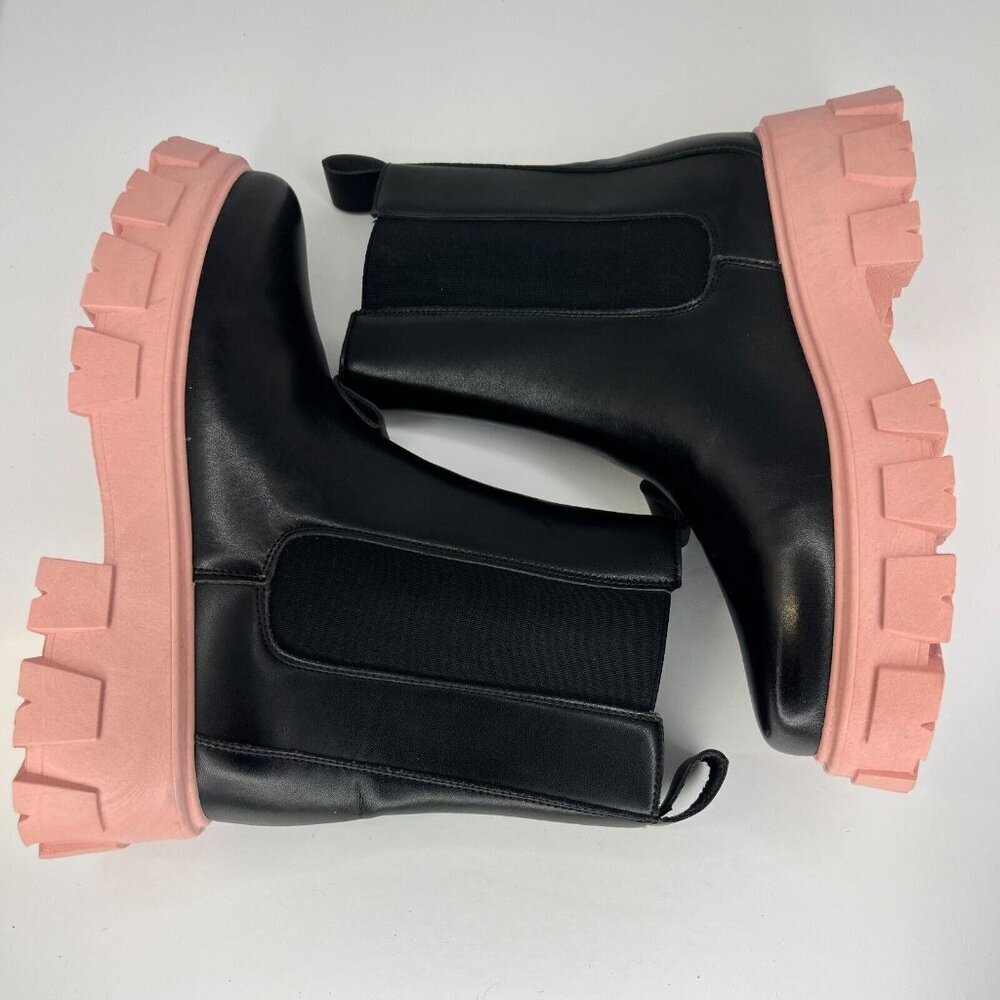 Scoop Womens Black Chunky Block Platform Ankle Slip On Size 11 Chelsea Boots - Picture 7 of 10